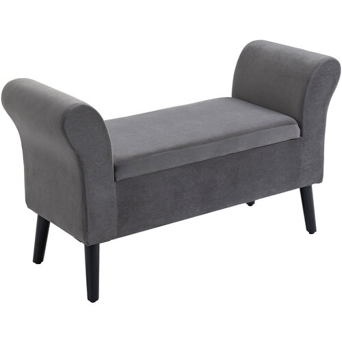 HOMCOM oblazinjena klop za shranjevanje za spalnico in predsobo, klop iz velur tkanine z nasloni za roke, 111,5x41x65cm, siva, (20745389) Cene