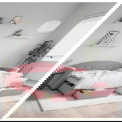 VidaXL Dnevni krevet na razvlačenje ružičasti 100 x 200 cm bar&amp;scaron;unasti Slike