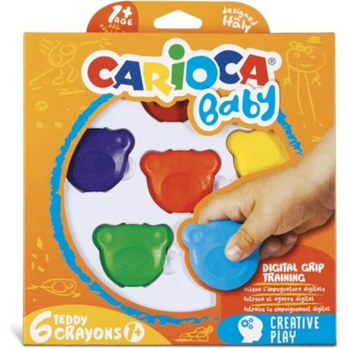 Carioca Baby Teddy Crayons 1+ - 6 kos.