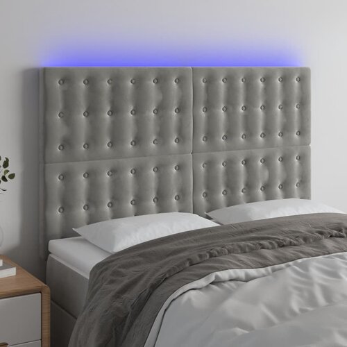 The Living Store led posteljno vzglavje svetlo sivo 144x5x118/128 cm žamet - led vzglavje, (21487870) Slike