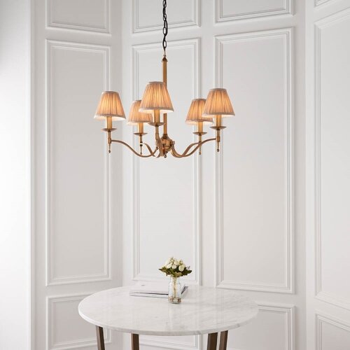 Endon 63627 - Luster na lancu STANFORD 5xE14/40W/230V mesing/bež Slike