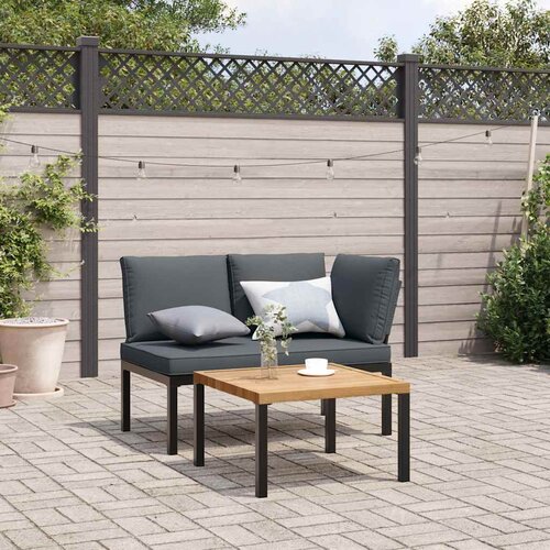  2-dijelni set vrtnih sofa s jastucima crni aluminijski Cijene