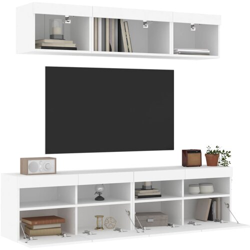 vidaXL Komplet TV omaric LED 5-delni bel inženirski les Cene