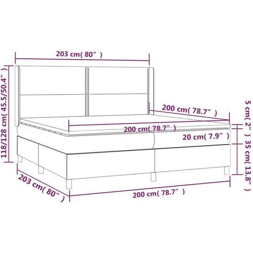  Box spring s madracem LED tamnosivi 200x200 cm tkanina Slike