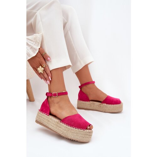Boto Women's platform espadrilles with weaving fuchsia Selise Cene