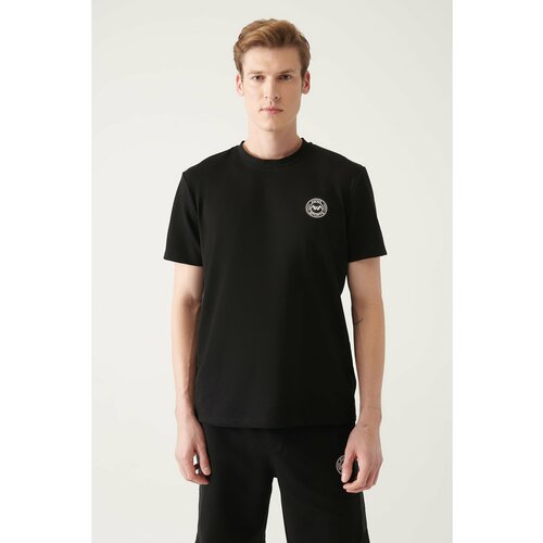 Avva Men's Black Crew Neck Printed Cotton Standard Fit Regular Fit T-shirt Slike
