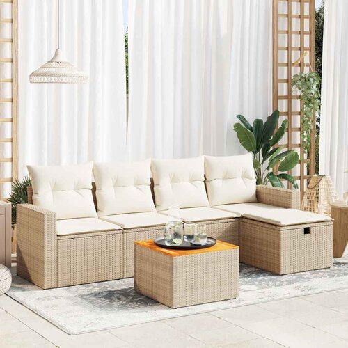VidaXL 6-dijelni set vrtnih sofa s jastucima bež od poliratana Slike