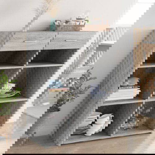 VidaXL Komoda siva sonoma 80x42,5x93 cm inženirski les Slike