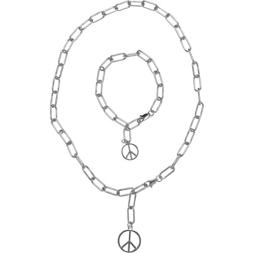 Urban Classics Accessoires Y Chain Peace Pendant Necklace And Bracelet silver Slike