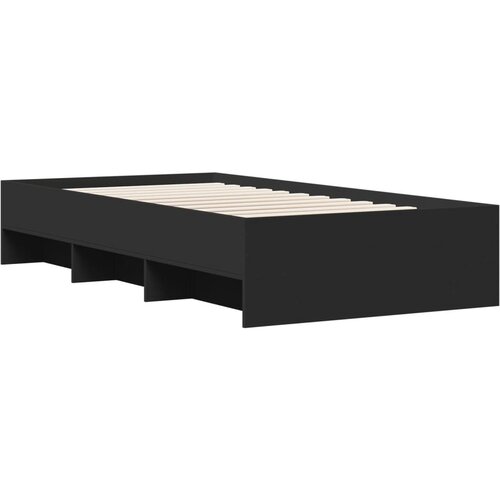 vidaXL posteljni okvir črn 75x190 cm inženirski les, (21308921) Cene