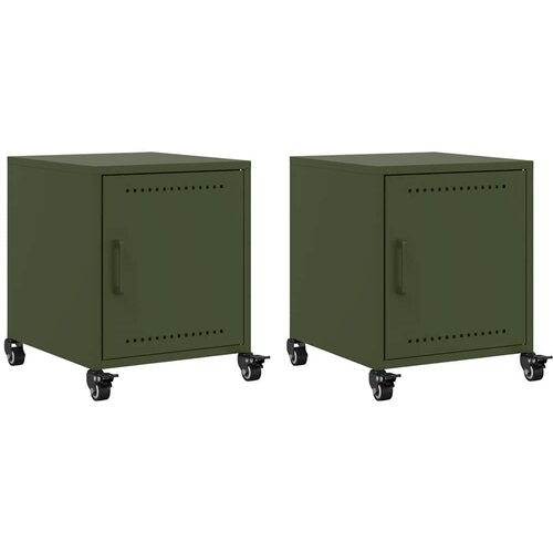 Maison Chic Dvo delni komplet Nočne omarice - Nočne mize olivno zelena 36x39x43,5 cm jeklo, (21688376) Slike