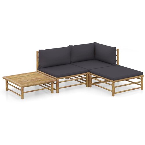 Maison Chic Seti vrtnega pohi&amp;scaron;tva - Vrtna garnitura - Vrtni pohi&amp;scaron;tvo set z blazinami 4-delna temno siva bambus, (21795954) Slike