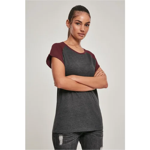 UC Curvy Women's contrasting raglan t-shirt charcoal/red wine