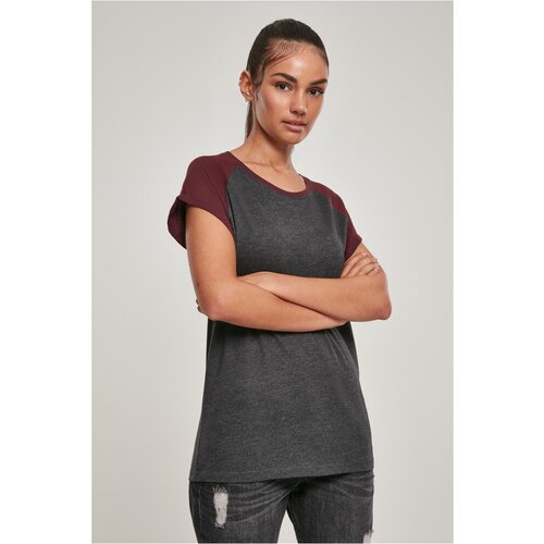 UC Curvy Women&amp;#039;s contrasting raglan t-shirt charcoal/red wine Slike