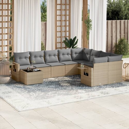  10-dijelni set vrtnih sofa s jastucima bež od poliratana Cijene