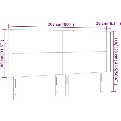  LED uzglavlje bijelo 203x16x118/128 cm od umjetne kože Slike