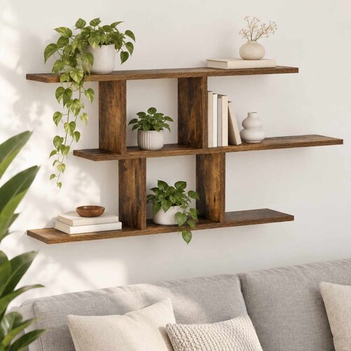  Zidna polica 100 x 17 x 45.5 cm prerađeno drvo Slike