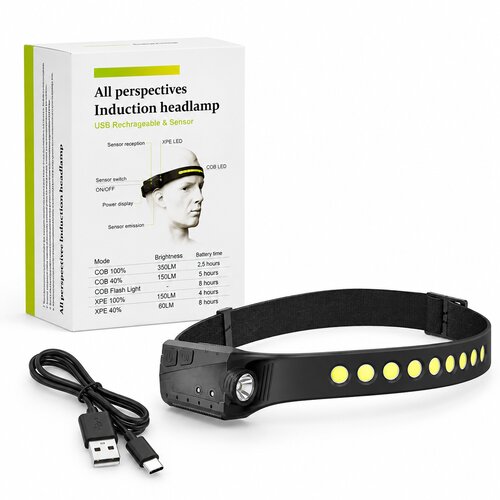 Kanpeki USB punjiva lampa za glavu, 350 lm Cene