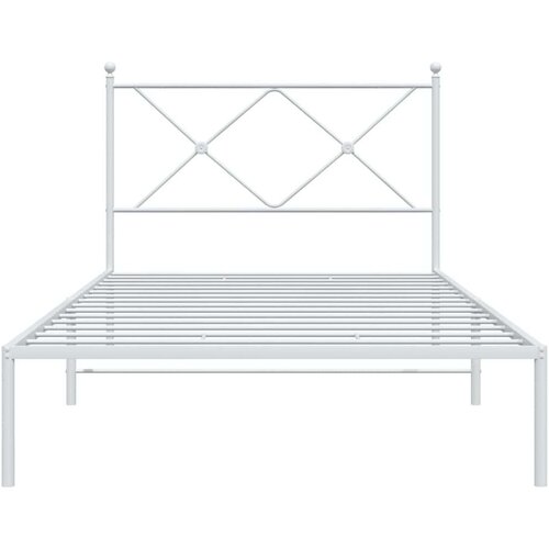 VidaXL Metalni okvir za krevet s uzglavljem bijeli 107x203 cm Slike