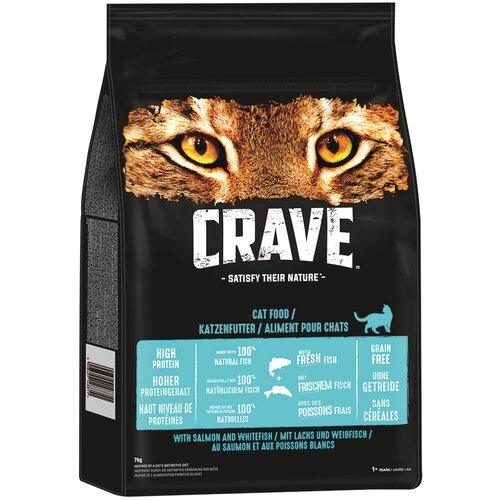 CRAVE Adult suha hrana za mačke s lososom i bijelom ribom - 2 x 7 kg Cijene
