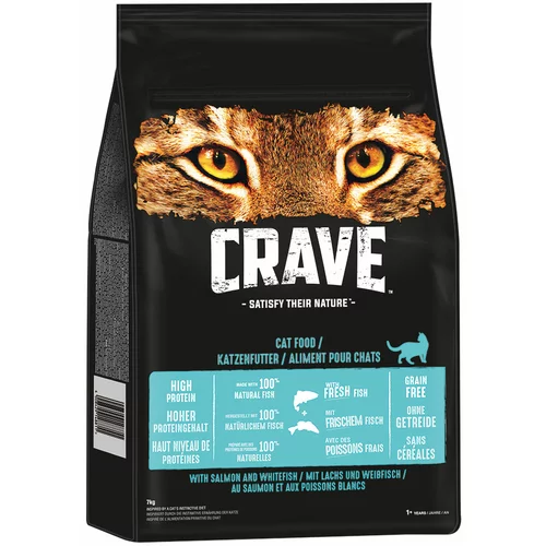 CRAVE Adult suha hrana za mačke s lososom i bijelom ribom - 2 x 7 kg