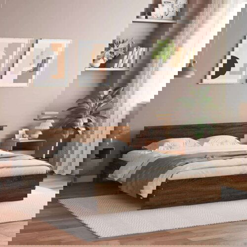  Posteljni okvir z vzglavjem rjavi hrast 150x200 cm, (20951582) Cene