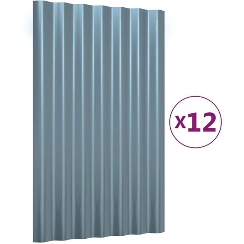 vidaXL Krovni paneli 12 kom od čelika obloženog prahom sivi 60x36 cm Cijene