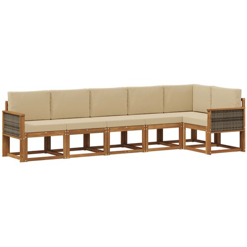 VidaXL Zunanja garnitura za sedenje 6 pcs Naravna in bež Poliester, (5000282730) Slike