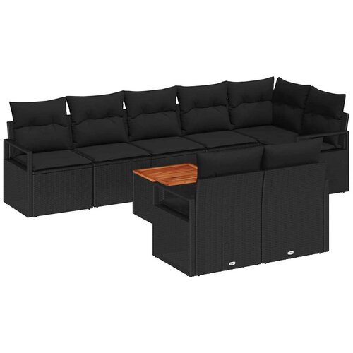  Sjedeća garnitura za vrt 9 kom. Crna poliratan 287 x 122 x 69 cm Slike