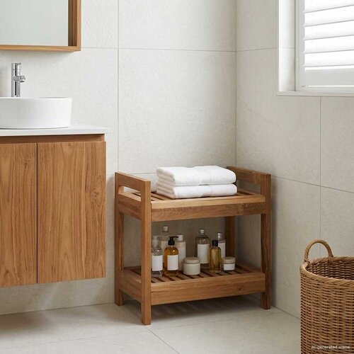  Polica za kupaonicu Prirodna 45 x 30 x 45 cm Čvrsto teak drvo Cijene