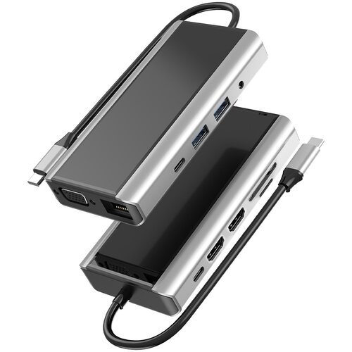 INF 11 v 1 usb c hub z usb 3.0, hdmi, RJ45, čitalnik kartic sd/tf, 100 w pd polnjenje, (21537686) Slike