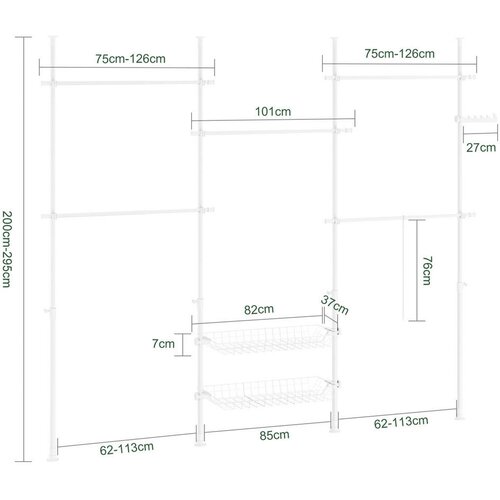 SoBuy STOJEČE OBE&amp;Scaron;ALO z dvema policama Bela 62x75x200cm Minimalističen Slike
