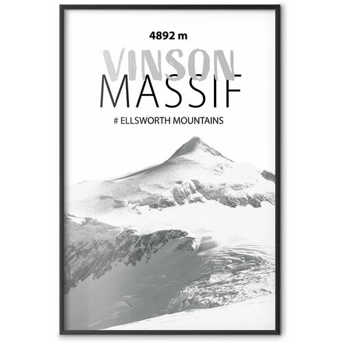  Plakat - The majestic Vinson Massif mountain peak crown of mountains mountain landscape 29.7x42 Crni okvir Slike
