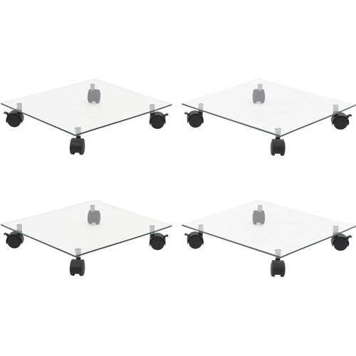 vidaXL Vozički za rastline 4 kosi 35x35 cm kaljeno steklo kvadratni Cene