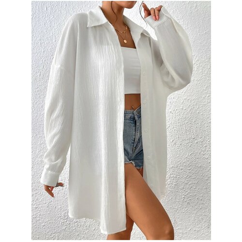 K&H TWENTY-ONE Women's White Oversized Long Shirt Slike