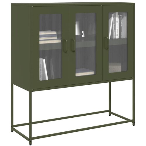 VidaXL Komoda maslinastozelena 100,5x39x107 cm hladno valjani čelik Slike