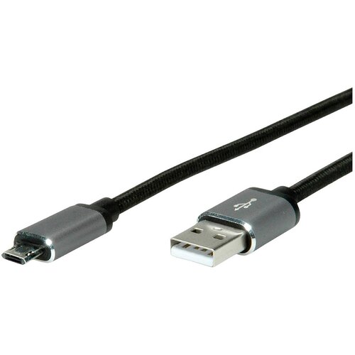 Roline USB kabel USB 2.0 USB-A vtič\, USB-mikro-B vtič 1.80 m črna za&scaron;čiten 11.02.8771, (20417207) Cene