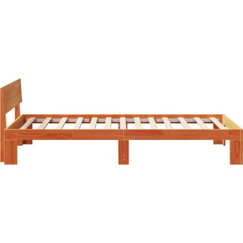  Krevetna konstrukcija s naslonom smeđe voskirana 80x200 cm čvrsti bor Slike