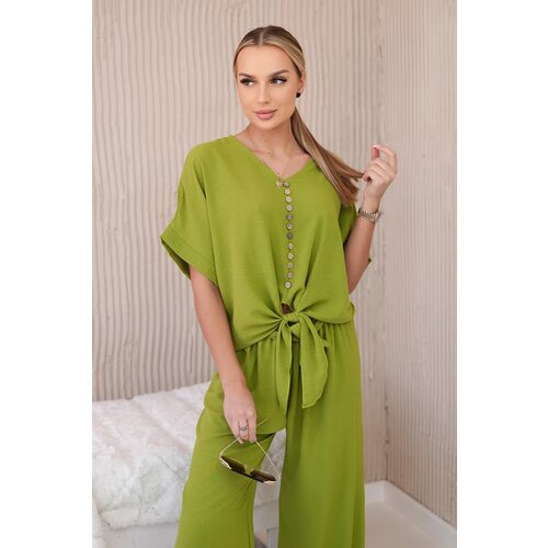 Kesi Włoski Women&amp;#039;s blouse + trousers set - olive Slike