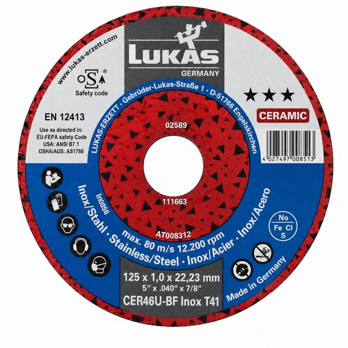 Lukas Rezna ploča, Keramik, Inox, STAR-3, 125x1x22mm Cene