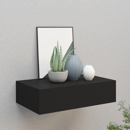 vidaXL zidna polica s ladicom crna 40 x 23,5 x 10 cm MDF Cijene