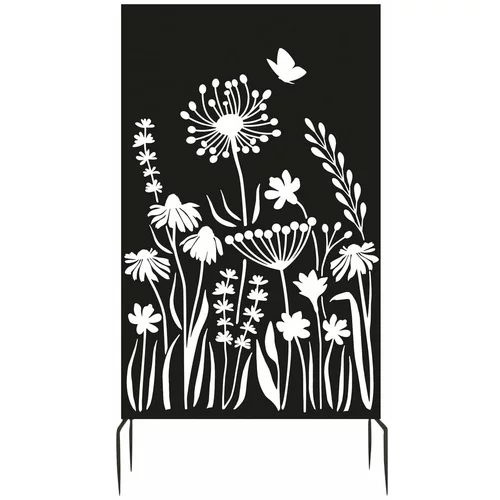 Esschert Design Črn kovinski balkonski zastor 100x186 cm Flowers –