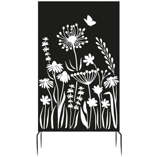 Esschert Design Crni metalni balkonski zastor 100x186 cm Flowers – Cijene
