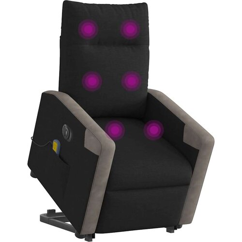  Električni masažni naslonjač na podizanje od tkanine crni Slike