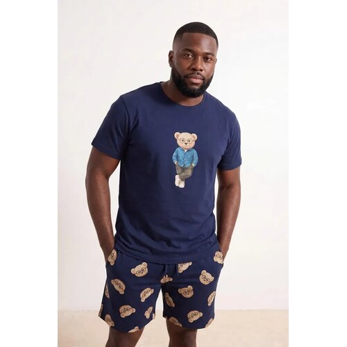 Trendyol mu&scaron;ki set T-shirt - &scaron;orts Tmnss26Pt00010, tamnoplava Cene