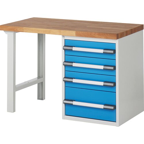 eurokraft pro Delovna miza, modularni sistem serije 7, 4 predali, ŠxG 1250 x 700 mm Cene
