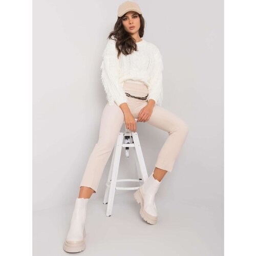 Fashion Hunters Beige trousers with a chain Slike