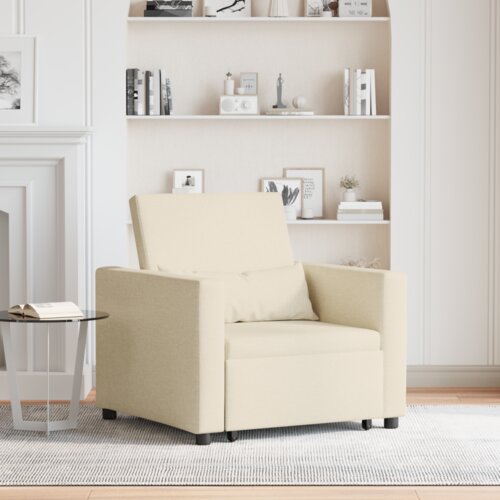  3-u-1 Singl Sofa Krevet Pretvarač Krem Tkanina Slike