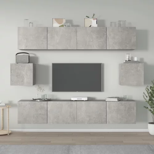 vidaXL Komplet TV omaric 6-delni betonsko siv inženirski les