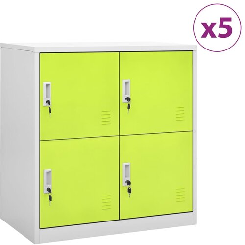  Ormarići s ključem 5 kom svjetlosivi/zeleni 90x45x92,5 cm čelik Slike